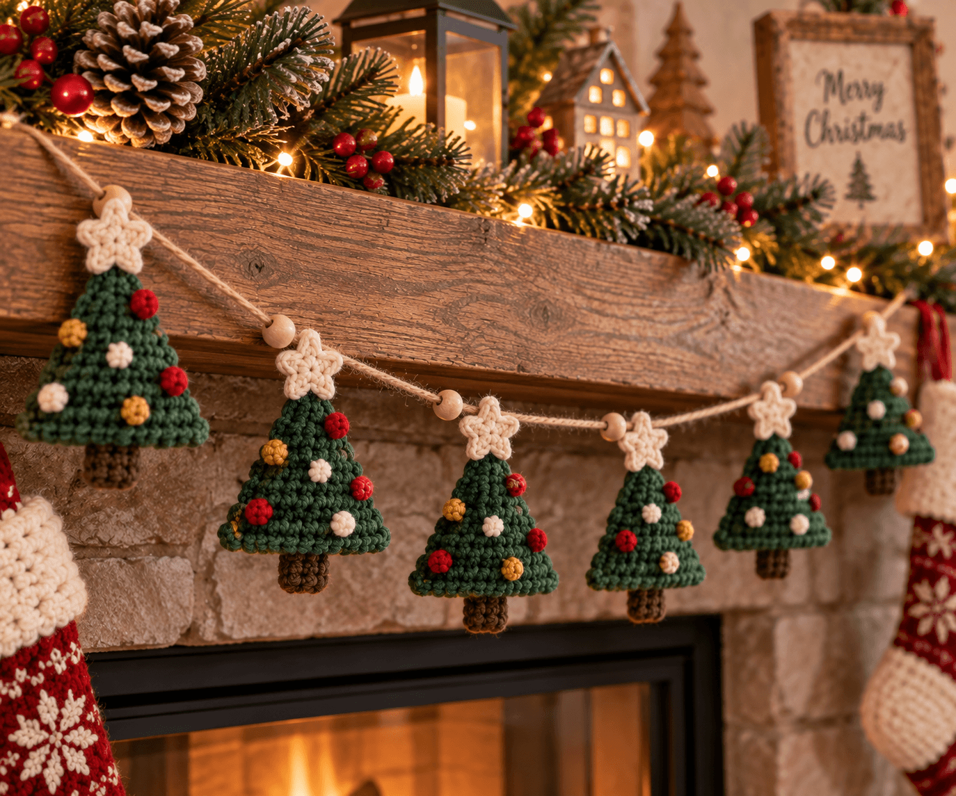 Crochet Christmas Tree Garland Pattern (Easy Holiday Decor)