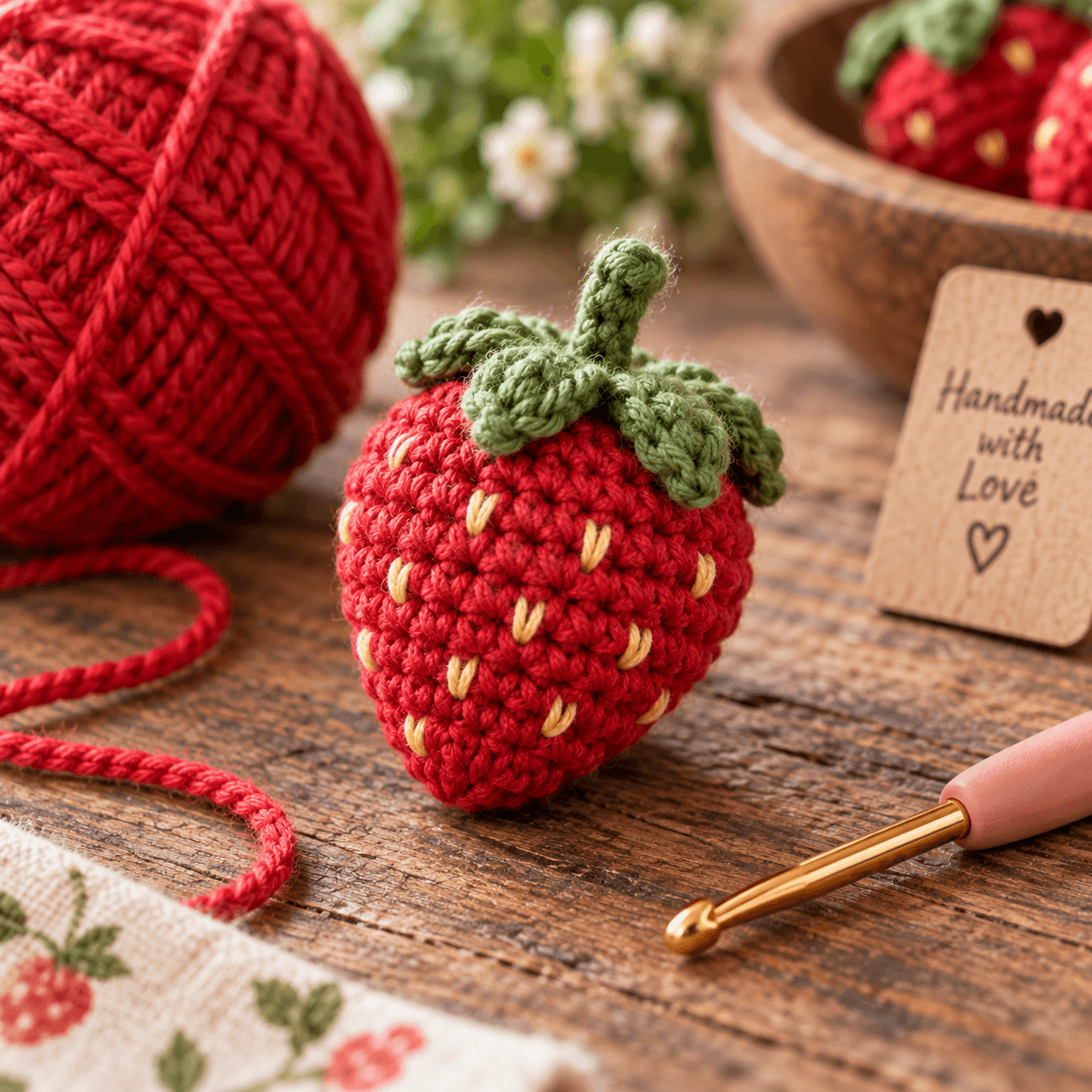 Crochet Strawberry Pattern (Easy Amigurumi Strawberry)