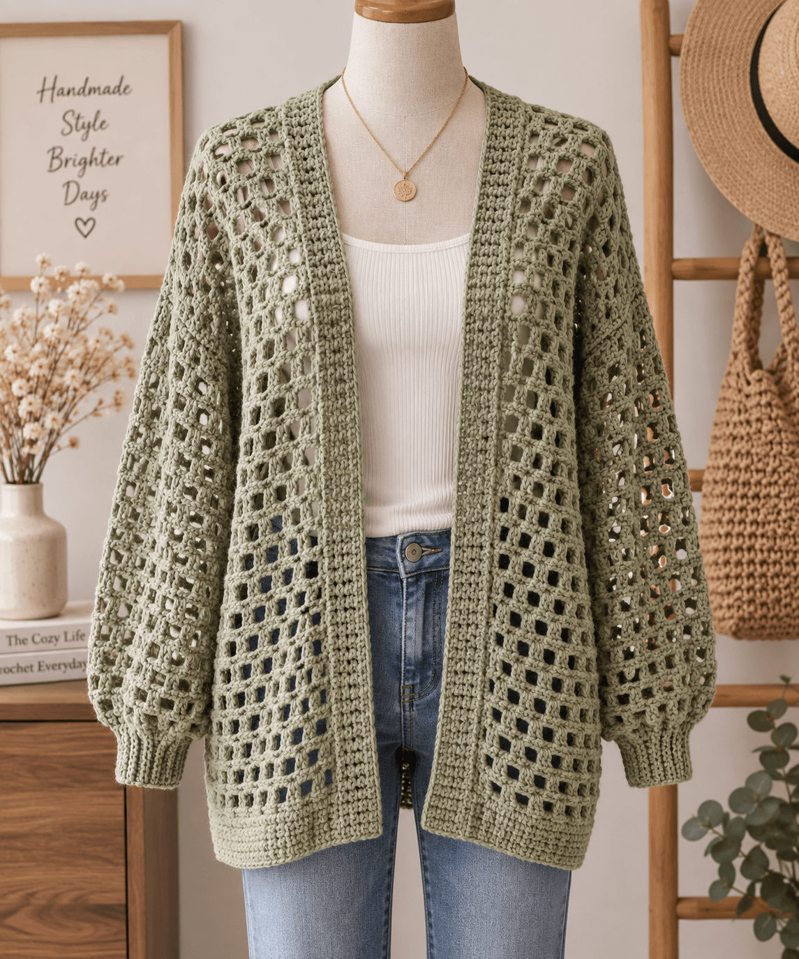 Crochet Cardigan Pattern (Easy Cropped Mesh Cardigan)
